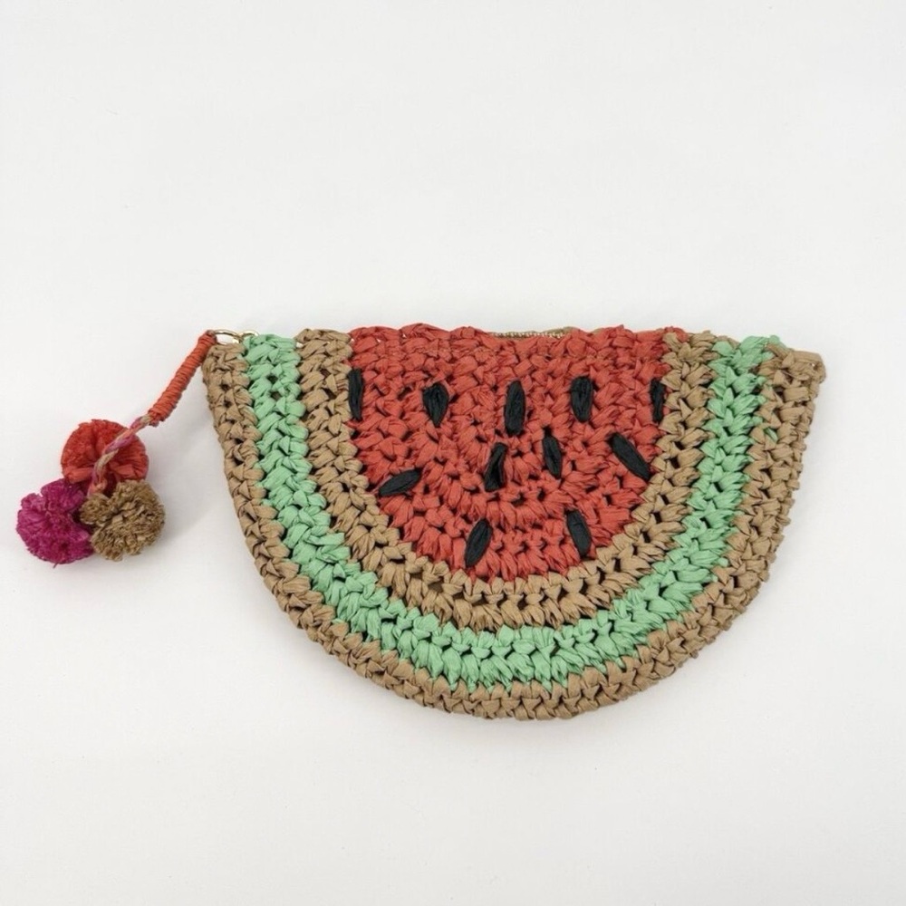 Loft Mini Watermelon Paper Straw Wicker Summer Fruit Pouch Bag Travel